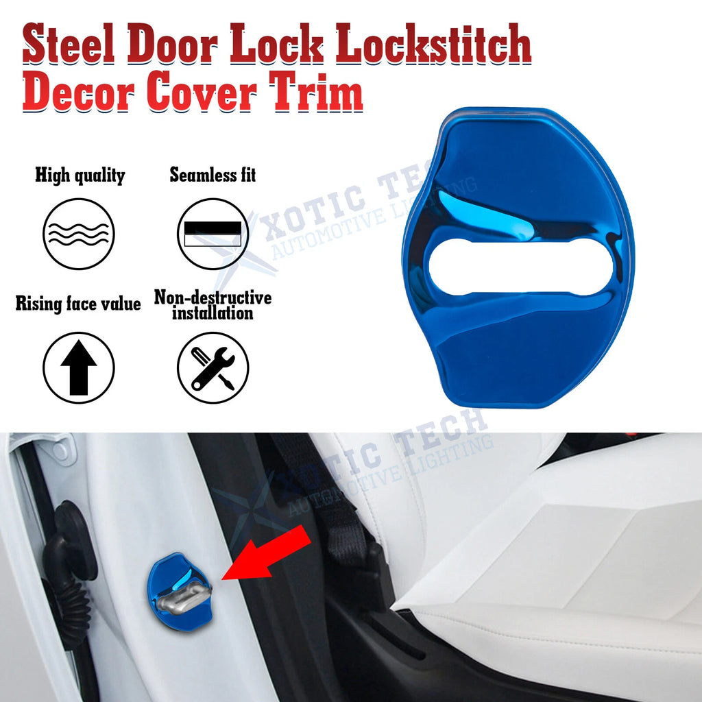 4PCS Blue Door Lock Cover for Tesla Model 3 & Model Y (2017-2024)