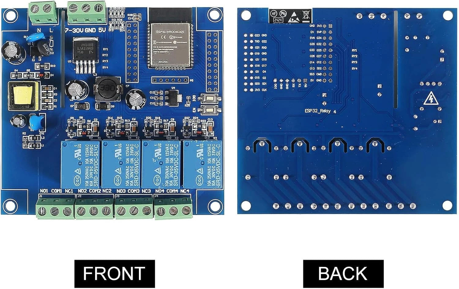 4 Channel Relay Module for ESP32 WROOM-32E (Compatible)