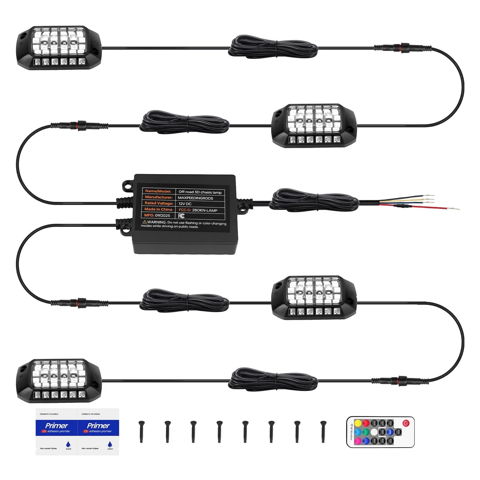 Set of 4 RGB Rock Lights for Off Road Vehicle ATV Truck (2010–2023)