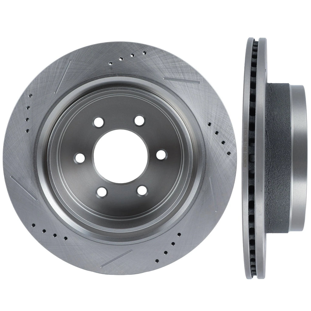 Rear Drilled Slotted Brake Rotors for Ford F-150 Lobo (2012–2014)