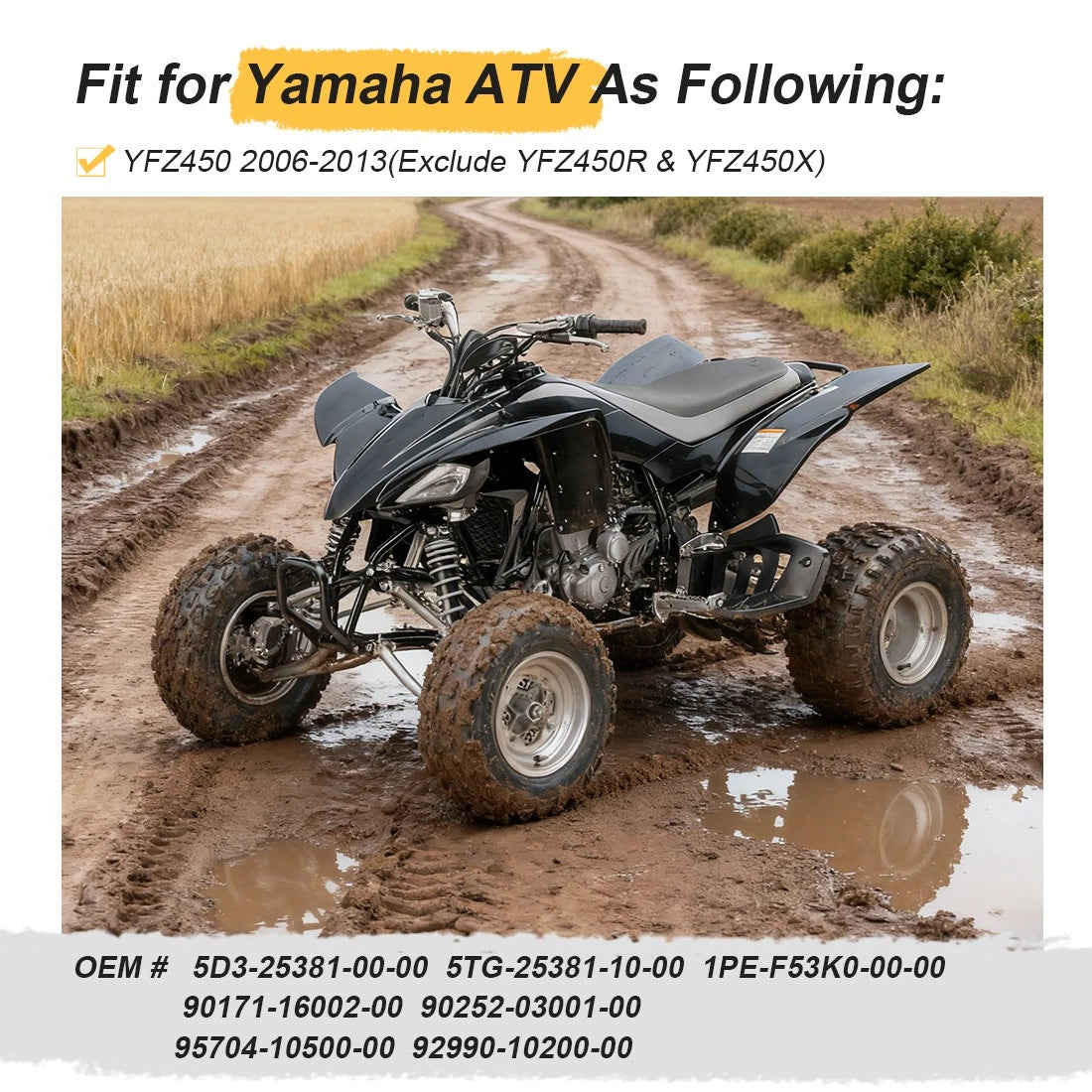 Rear Axle Shaft w/Hubs for Yamaha YFZ450 (2006–2013) 5D3-25381-00-00 95704-10500-00