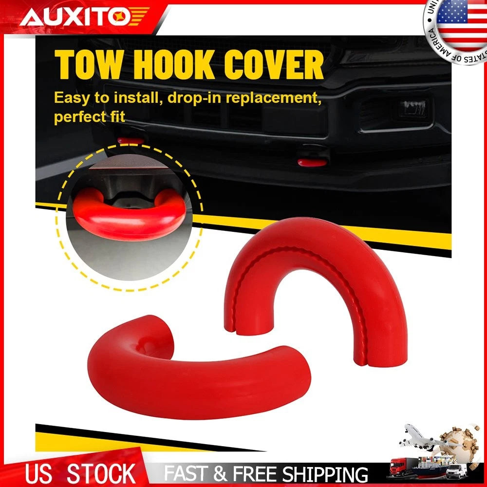 2PCS Red D-Ring Tow Hook Cover for Ford F150 (2004–2024)