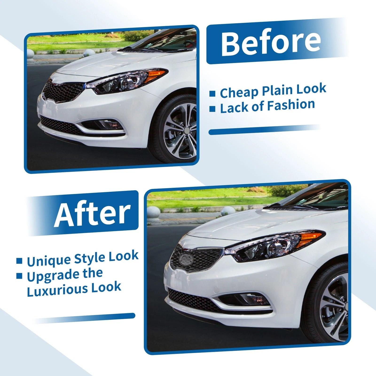 Front Upper Bumper Grille for Kia Forte (2010–2013) Black Chrome
