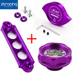 JDM Purple Engine Oil Filler Cap, Radiator Cap, Battery Tie Down for Honda Civic