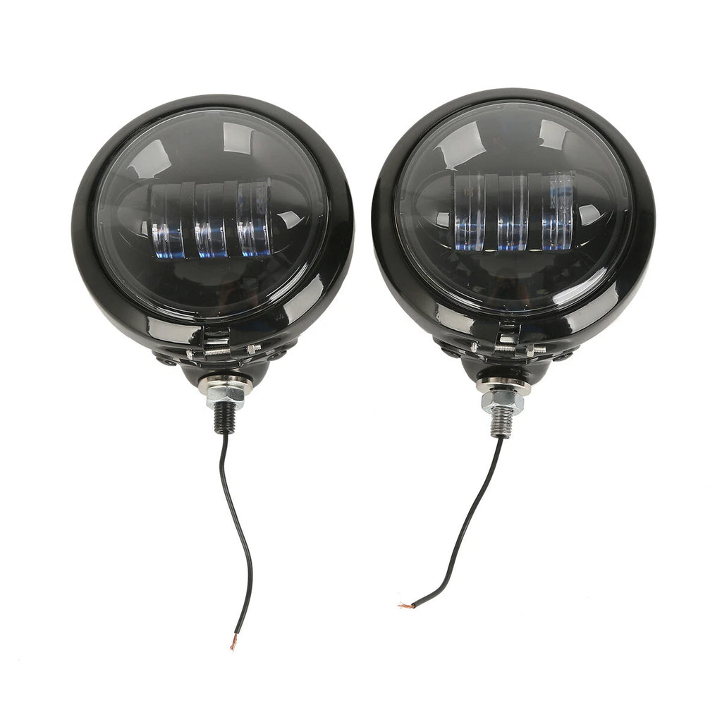 Pair 4.5" LED Fog Lights & Housing Bucket for Harley