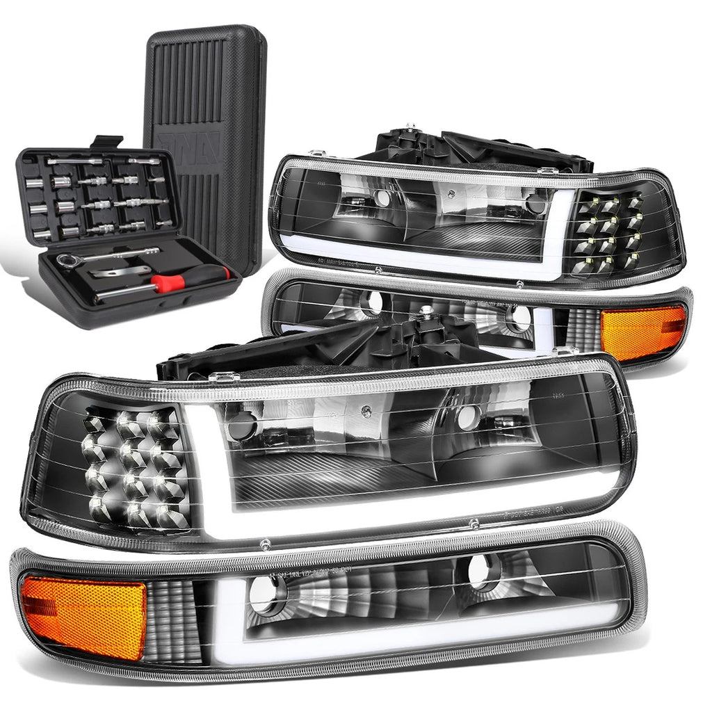 LED DRL Black Amber Side Headlight Bumper Lamp for Silverado (1999–2002)
