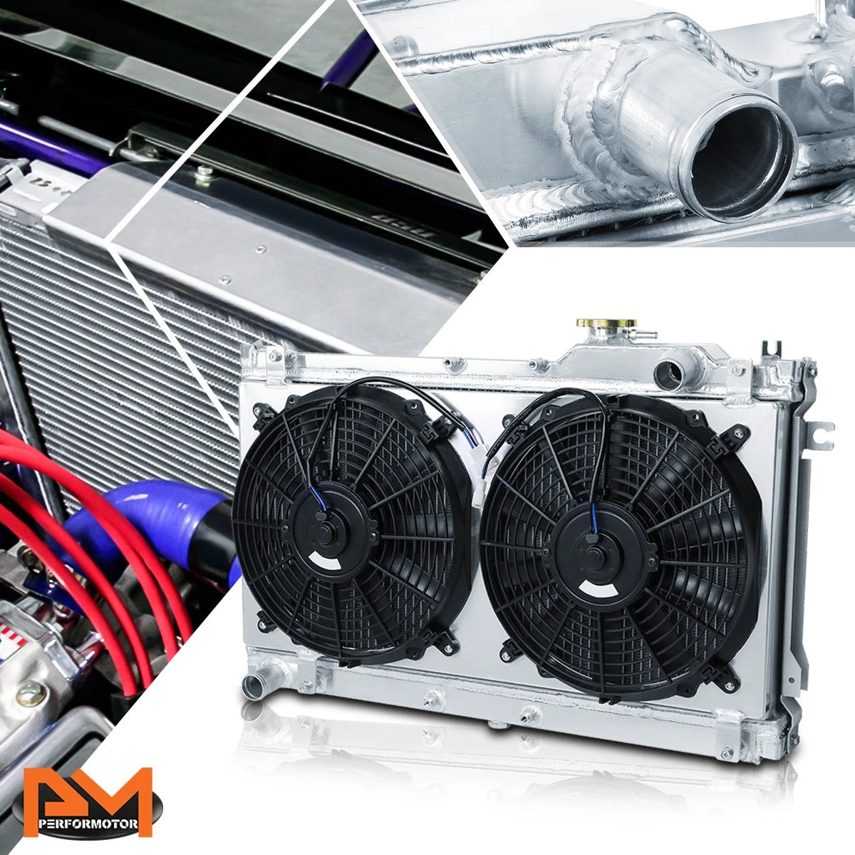2X Aluminum 2-Row Cooling Radiator w/Fan Shroud for Mazda Miata MX-5 (1990–1997)