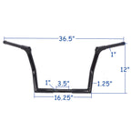 12" Black Ape Hanger Handlebar for Harley Touring 1986–2023 w/ Batwing