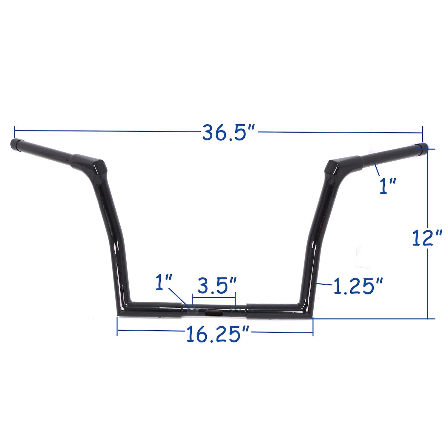 12" Black Ape Hanger Handlebar for Harley Touring 1986–2023 w/ Batwing