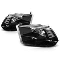 Set of 2 Quad Headlights for Dodge RAM Pickup (2009–2018) Black Housing