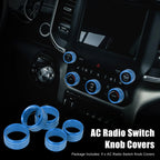 5pcs Blue AC Radio Switch Knob Cover for Dodge Ram 1500 (2018–2020)