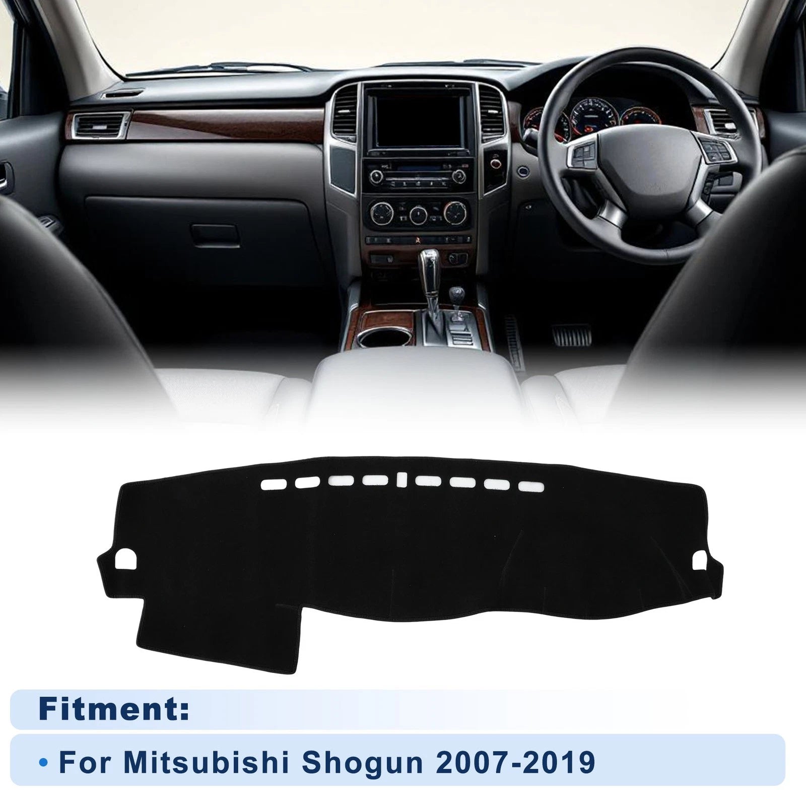 Dash Cover for Mitsubishi Shogun (2007–2019) Without HUD, Polyester Black