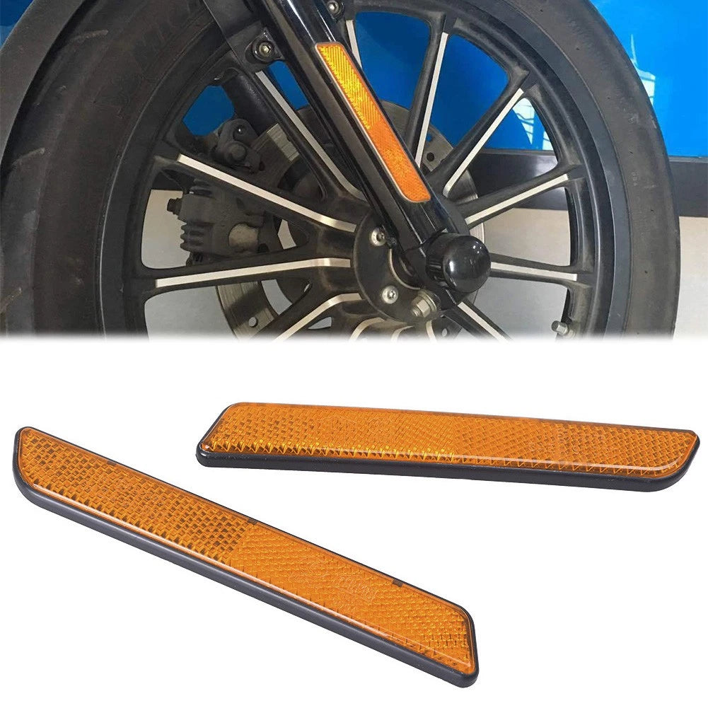 2X Front Fork Leg Reflectors for Harley Softail Dyna Fatboy Sportster (L&R)