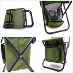 Multi-use Backrest Chair Stool with Cooler Bag for Hiking Fishing Camping