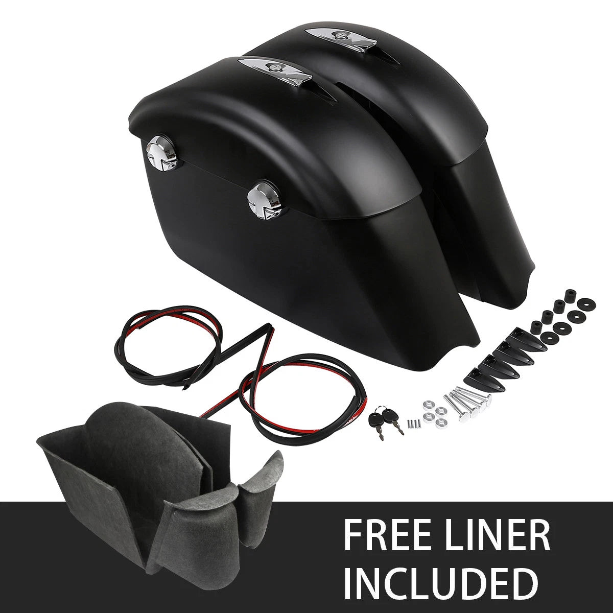 Matte Black Saddlebags for Indian Chieftain (2014–2018) - Electronic Latch