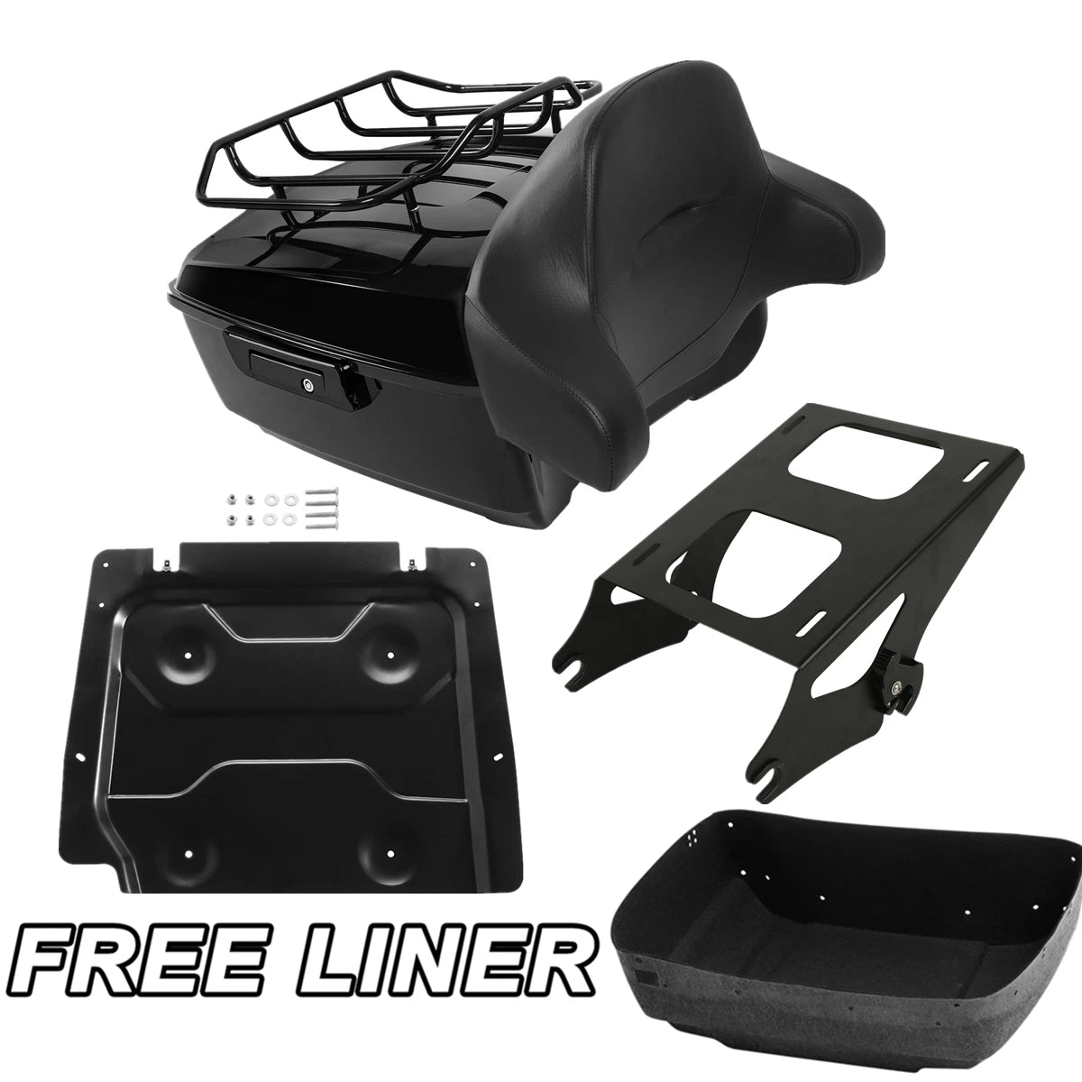 Trunk Pad Mount Rack Base Plate for Harley Street Road Glide (2014–2023) Black