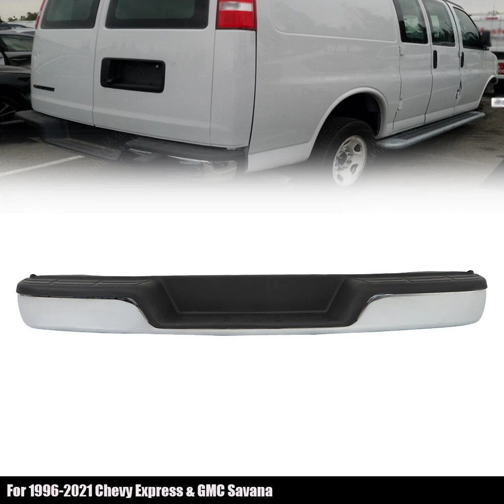 Chrome Rear Step Bumper for Chevy Express & GMC Savana (2001-2023)
