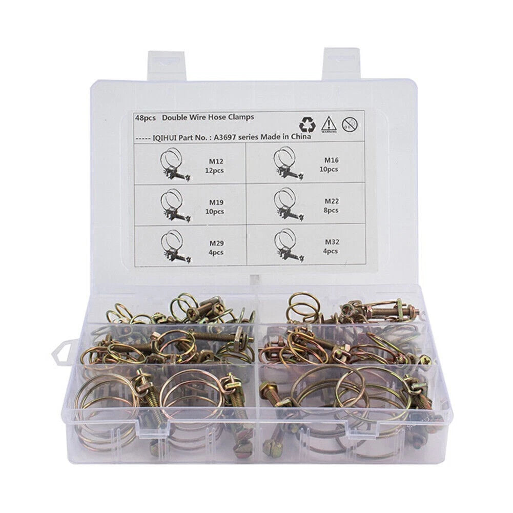 48PCS Double Wire Hose Clamp Kit for Classic Vehicles