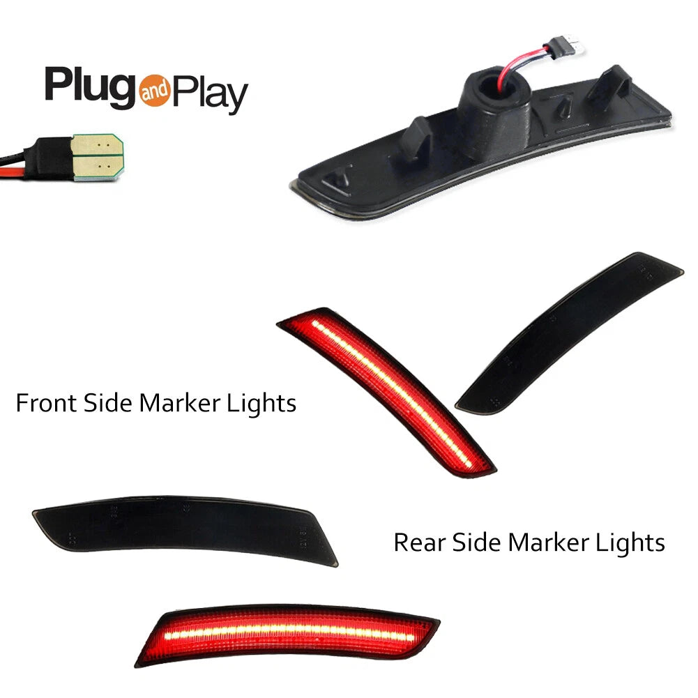 Set of 4 Smoke Red LED Side Marker Lights for Chevy Camaro (2016–2023)