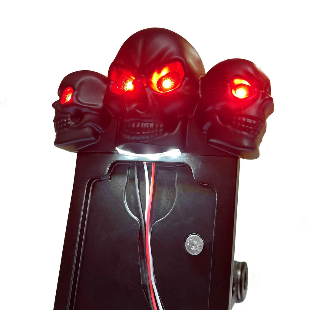 Black Side Mount License Plate Bracket w/ Skull LED Tail Light for