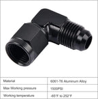 4x 6/8/10AN Female to Male Flare 90° Swivel Hose Fitting Adapter for Car (—–—)