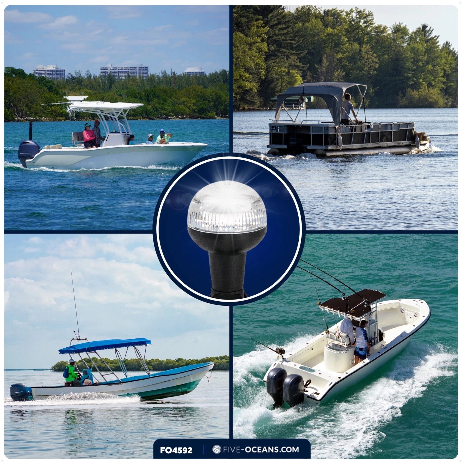 LED Stern Light for Boats (12V DC, USCG 2NM, 4 Inch)