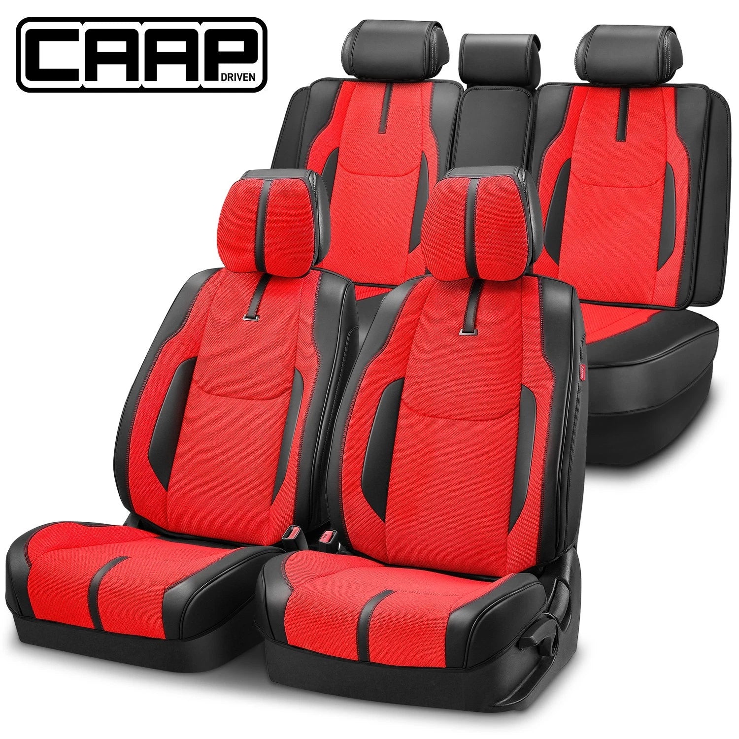 Set of 4 CAAP Drive Series Seat Covers for Truck (Universal) Red/Black