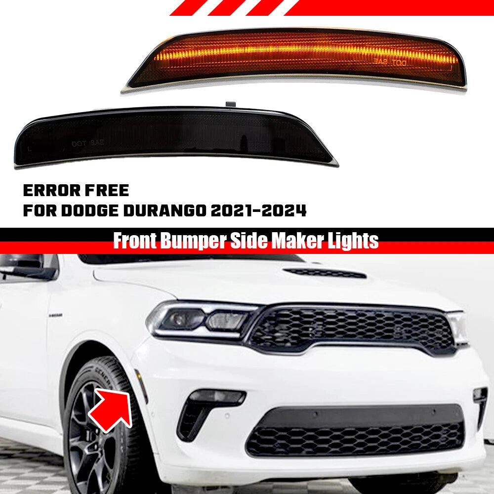 Smoked Amber LED Front Bumper Side Marker Light for Dodge Durango (2021–2026)