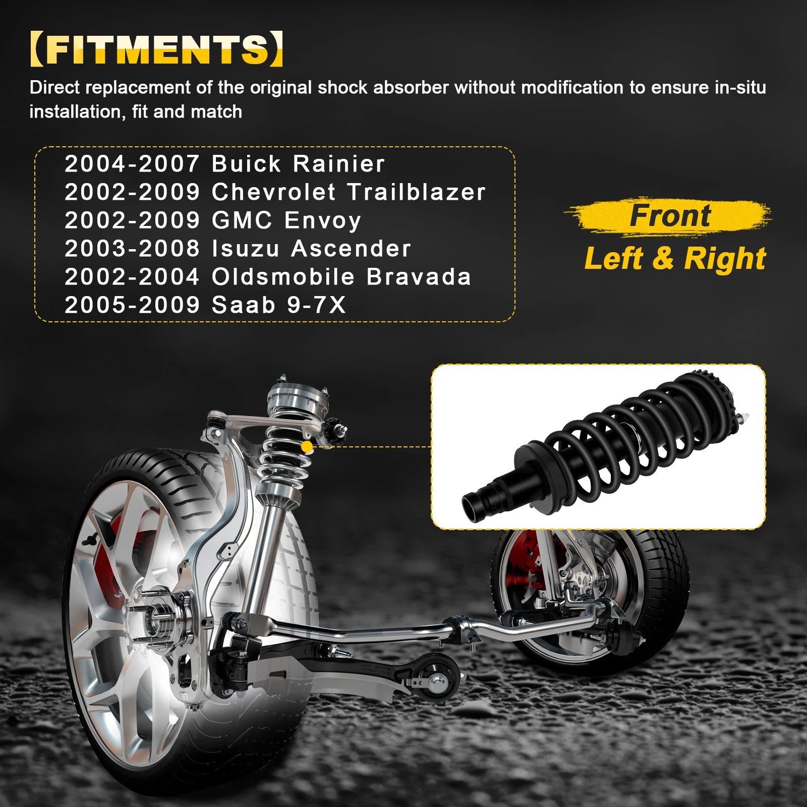 Set of 2 Front Complete Struts with Spring for Buick Rainer, GMC Envoy