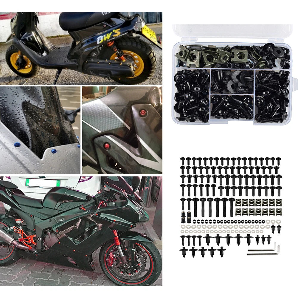 Complete Black Fairing Fender Bolt Kit for Kawasaki Motorcycles
