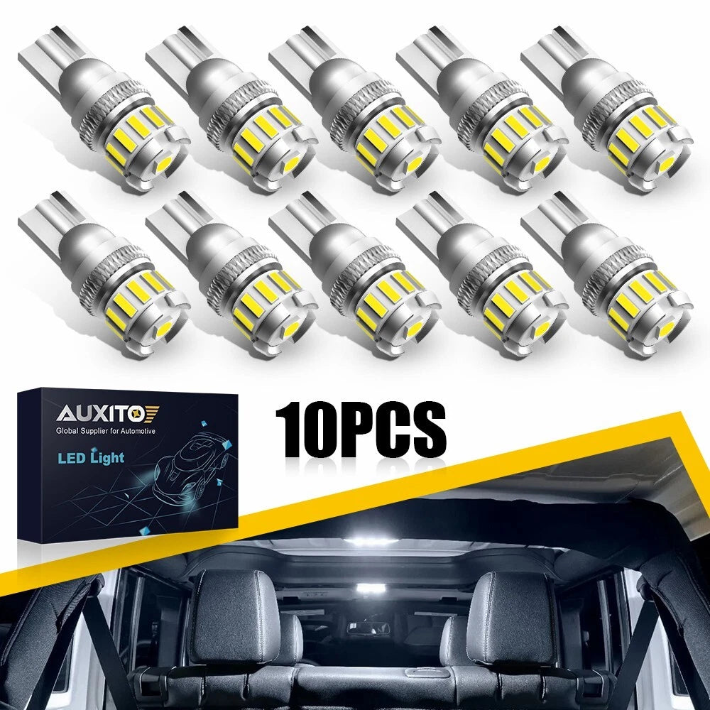 Set of 10 AUXITO 168 2825 194 T10 LED License Plate Light Bulbs 6000K