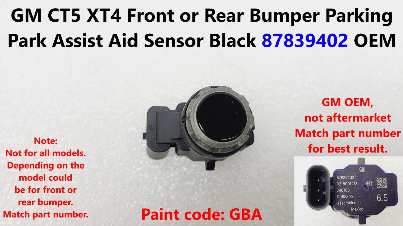 Parking Assist Sensor for GM CT5 XT4 (2020–2023) 87839402