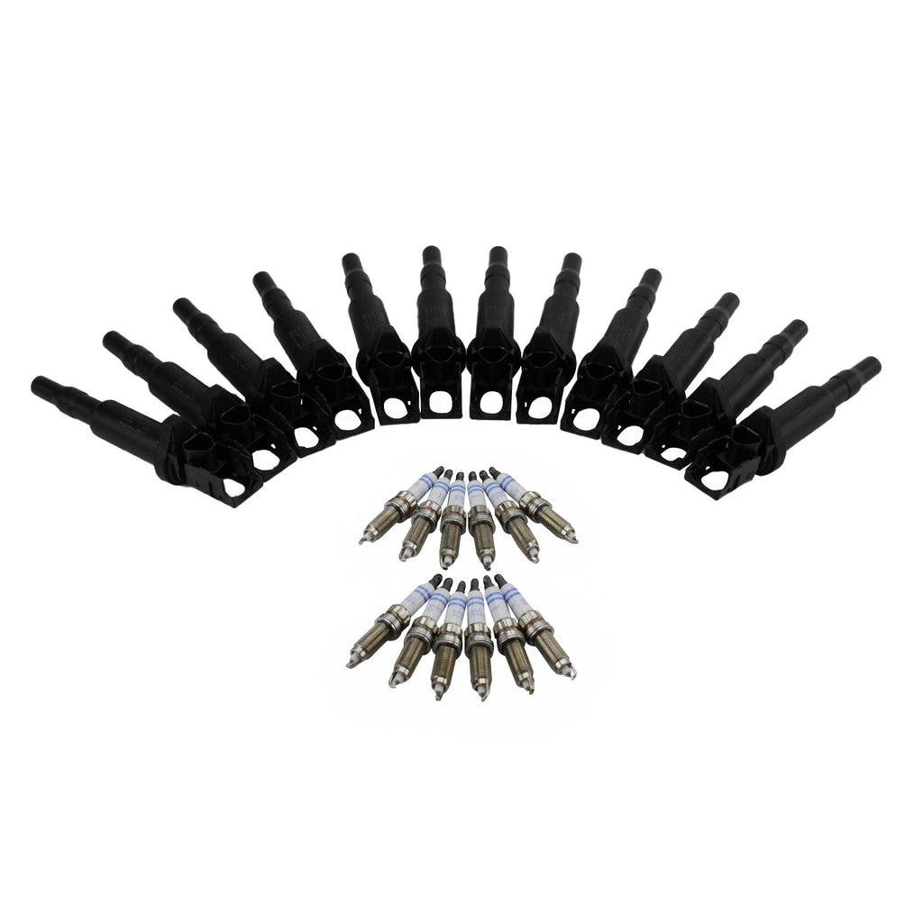Set of 12 Ignition Coils & Spark Plugs for BMW 760Li (F02, 2004–2015)