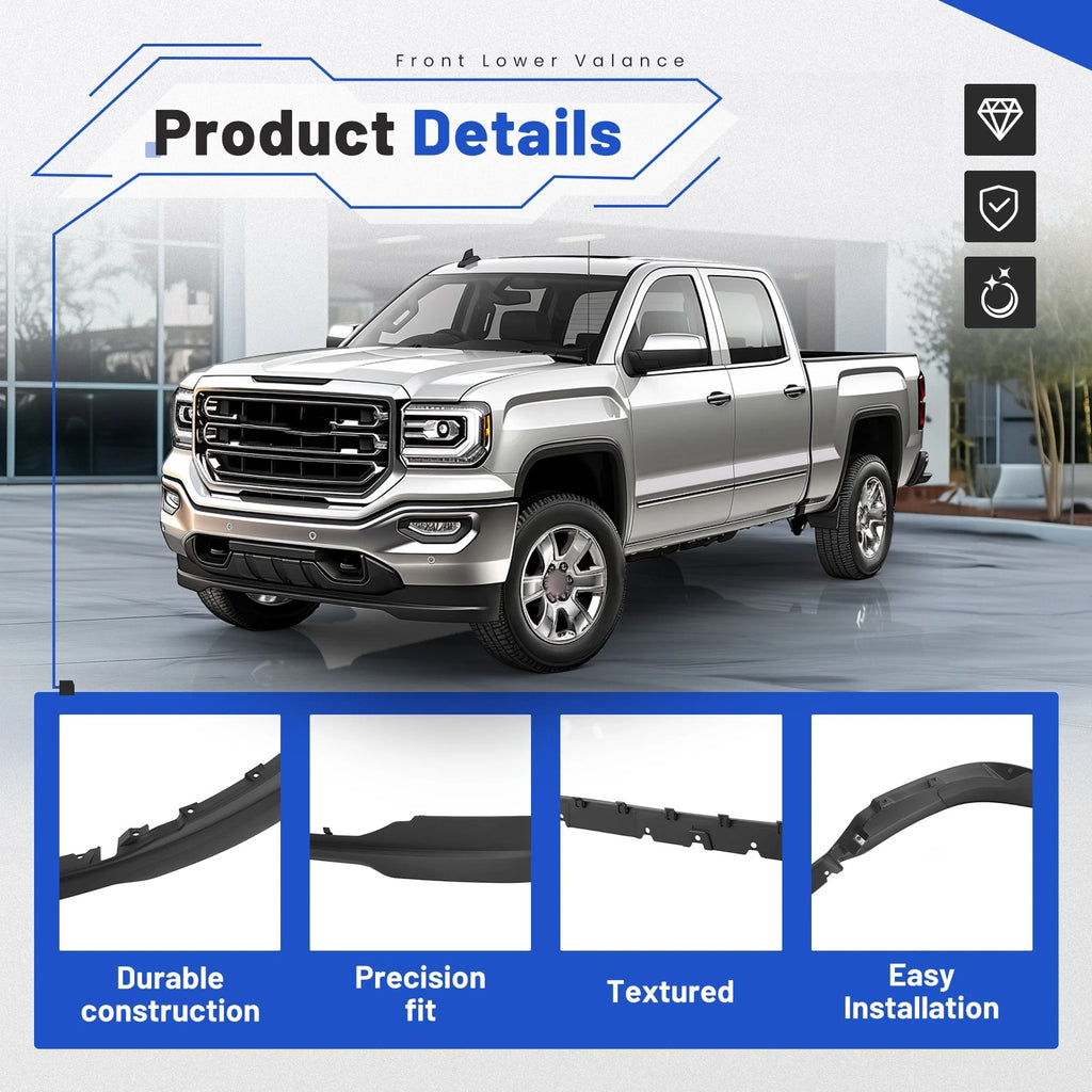 Front Bumper Lower Valance Air Deflector for GMC Sierra 1500 (2016–2019)