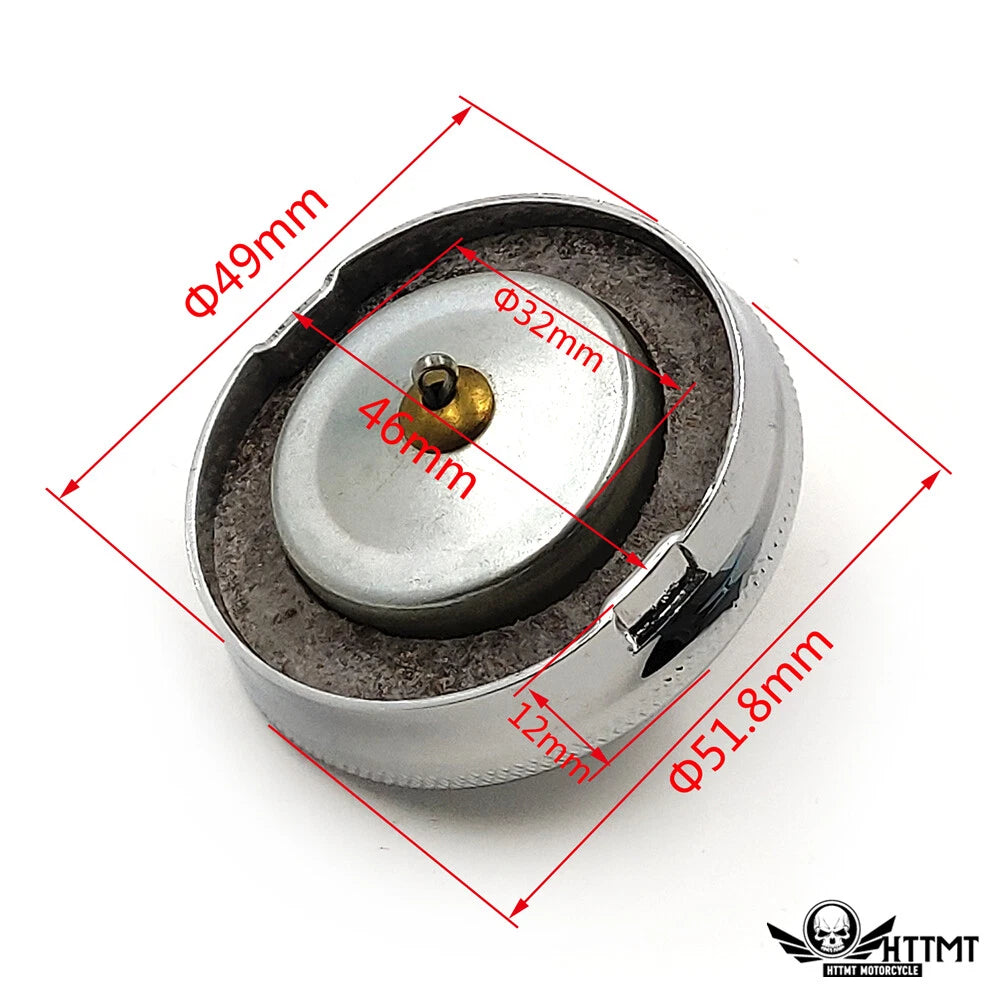 Chrome Flat Top Bayonet Petrol Cap for Oil Tank (2", Sealing Gasket)