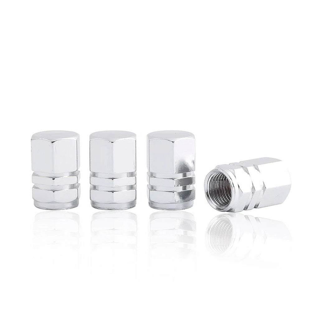 Wheel Tire Valve Stem Caps for Universal Fit Car Bike (4-Pack, Silver)