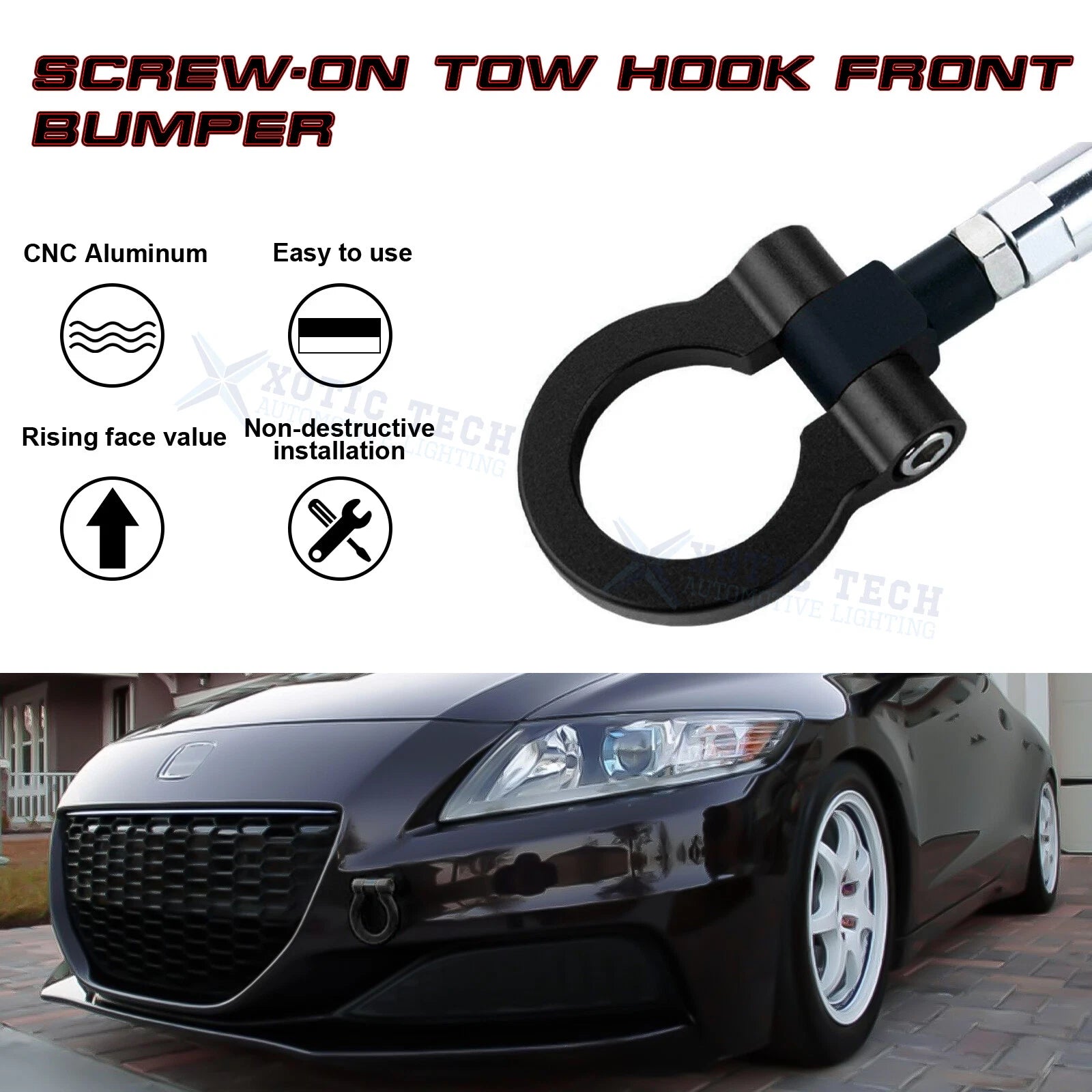 JDM Front Bumper Tow Hook Set for Honda Fit Insight CR-Z (2015-2017)