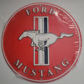12" Embossed Metal Circle Sign for Ford Mustang