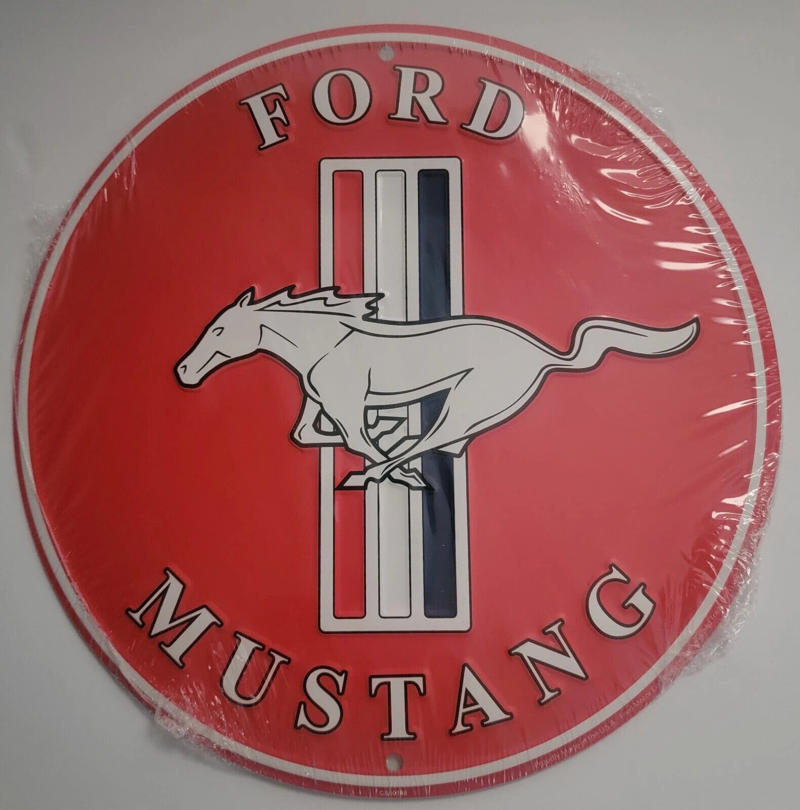 12" Embossed Metal Circle Sign for Ford Mustang
