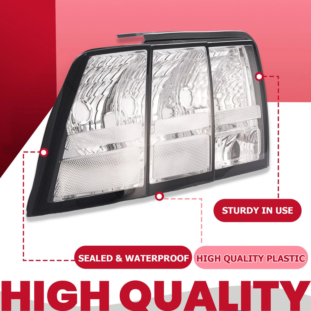 Set of 2 Clear Sequential Tail Lights for Ford Mustang (1999–2004)