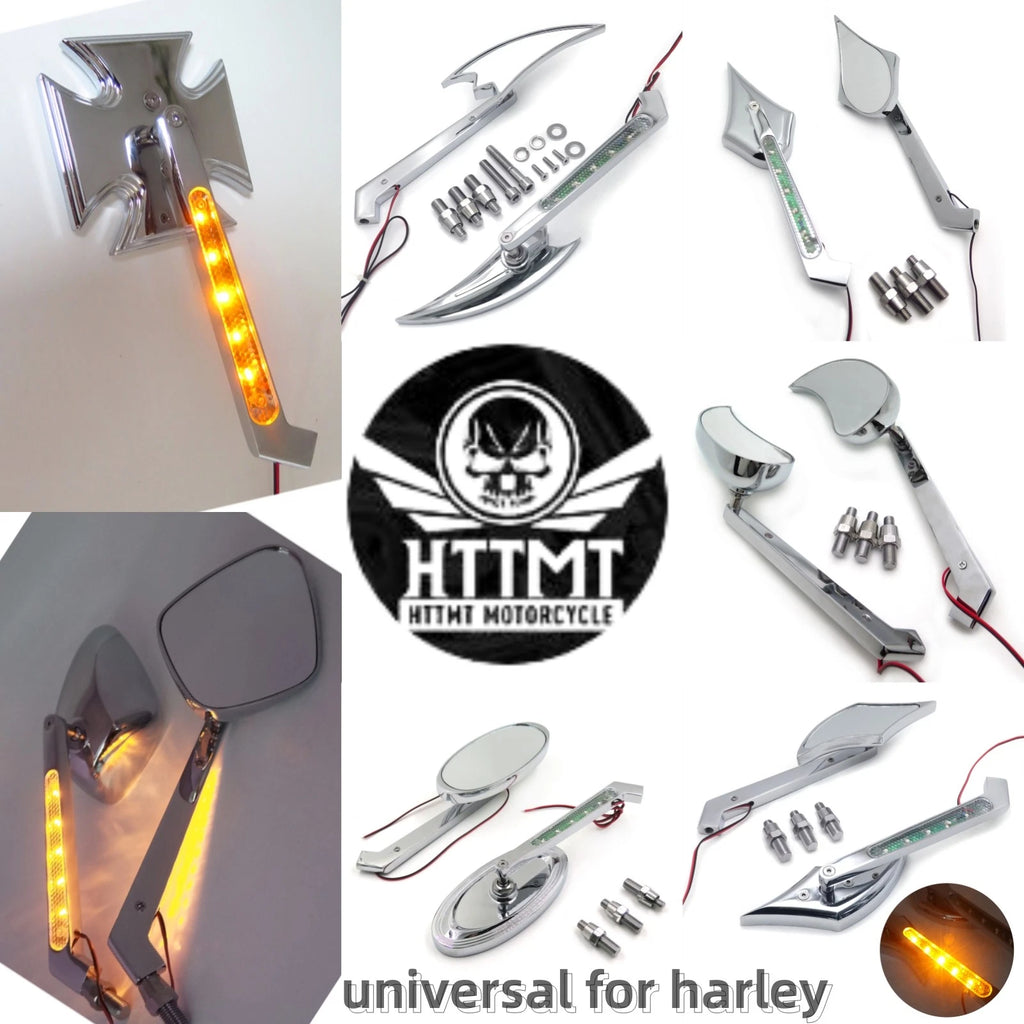 LED Turn Signal Rearview Mirrors for Harley Big Dog Springer Dyna