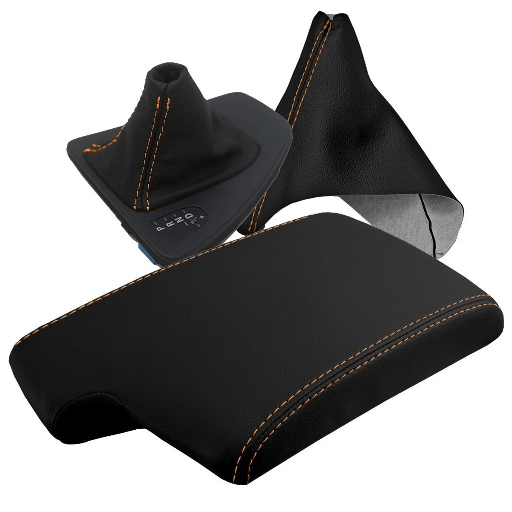 Console Automatic & Brake Boot PVC Leather for BMW E90 (2005–2013) Orange Stitch