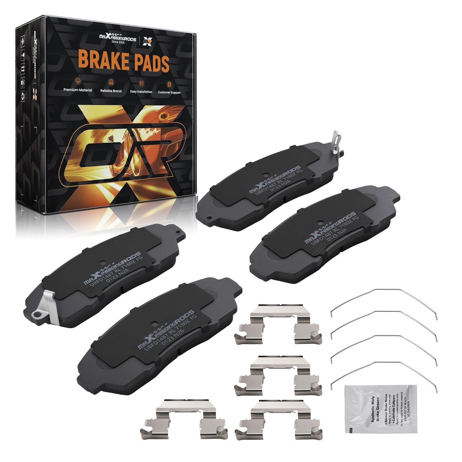 Front Ceramic Brake Pads Kit for Acura RDX/TLX (2019–2025) w/Hardware