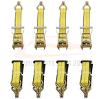 Set of 4 Ratchet Tie Down Straps for Car Trailer Hauler