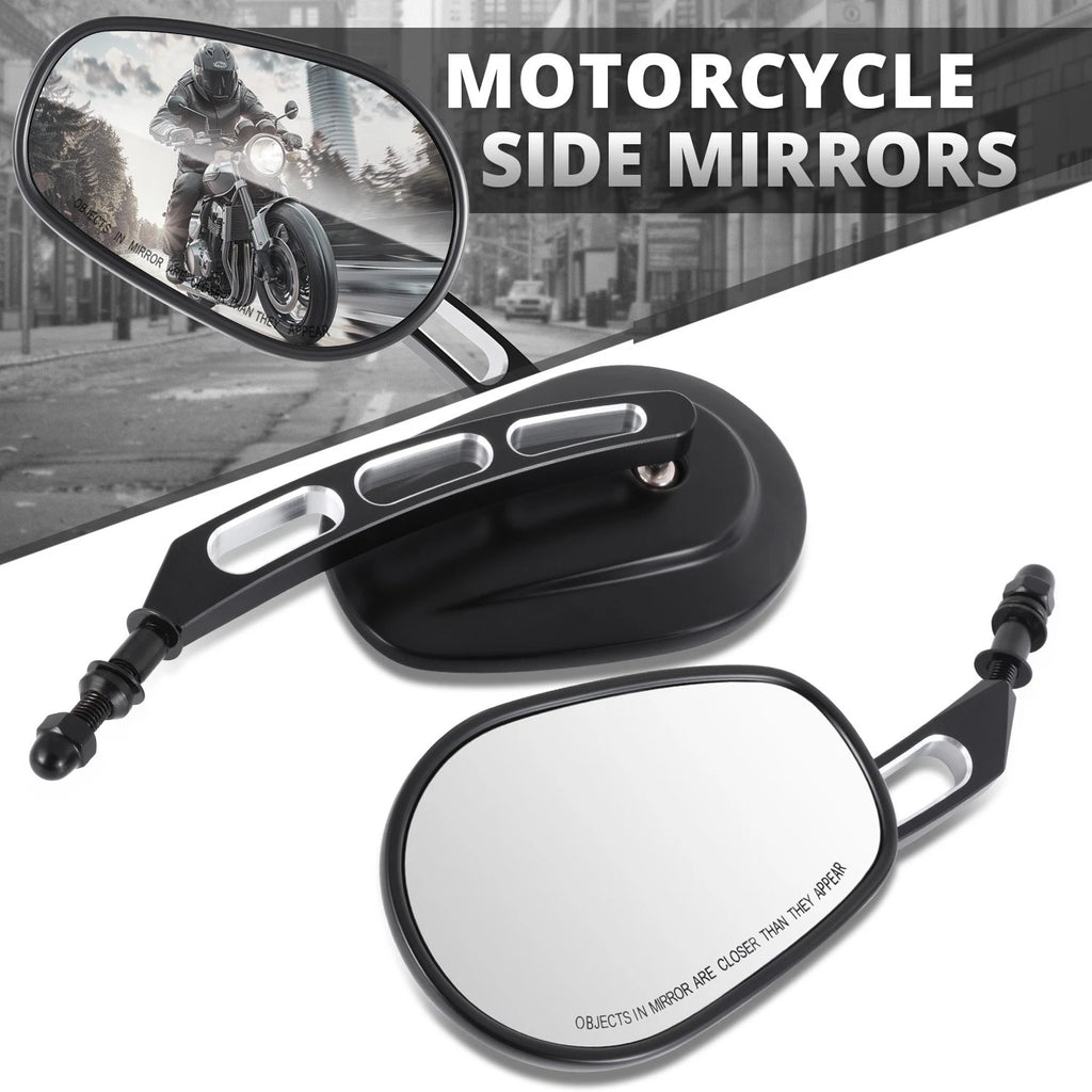 Oval Convex Side View Mirrors for Universal Naked Bike Cruiser (Fit)