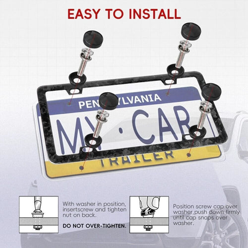 1 Pair Forged Carbon Fiber License Plate Frame Cover for Universal Fit