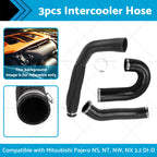 3X Intercooler Hose + Clamp for Mitsubishi Pajero (NS-NT-NW-NX) 3.2L Diesel