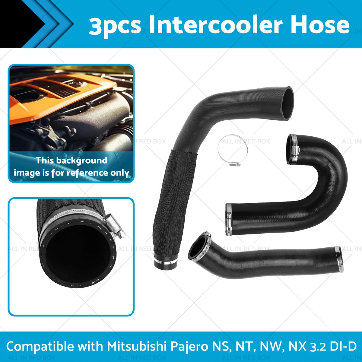 3X Intercooler Hose + Clamp for Mitsubishi Pajero (NS-NT-NW-NX) 3.2L Diesel