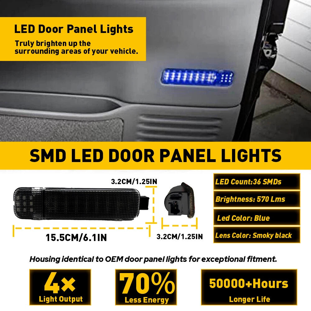 2X Blue LED Door Courtesy Lights for Hummer H2 (2003–2009) Cadillac Escalade (1999–2006)