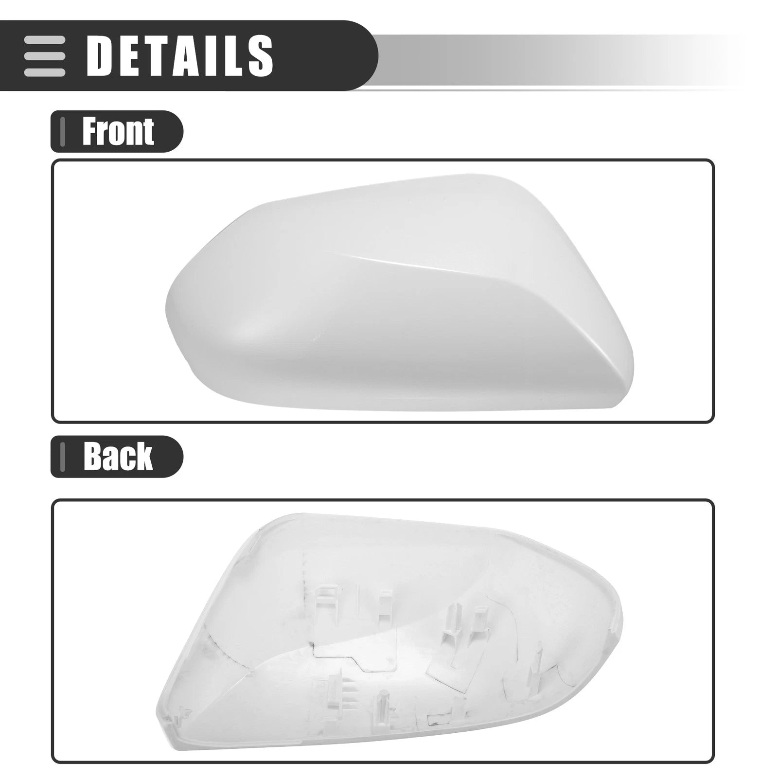 Right Side Mirror Cover Cap for Toyota Prius (2016–2019) ABS White